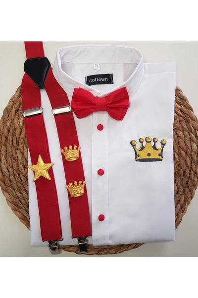 cool partyshop Gold King Crowned Strap Bow Tie Shirt