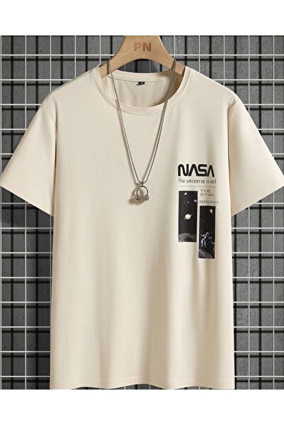 Machetta Бавовняна бежева футболка Nasa з принтом яскравих зірок