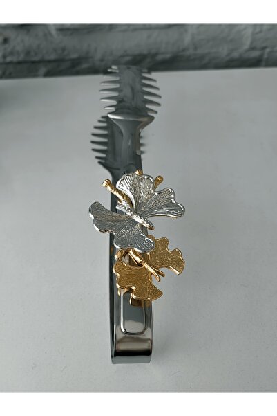 ALANYA HOME DECOR Gold/platinum Butterfly Tongs Set 3 Pieces Butterfly Tongs Set