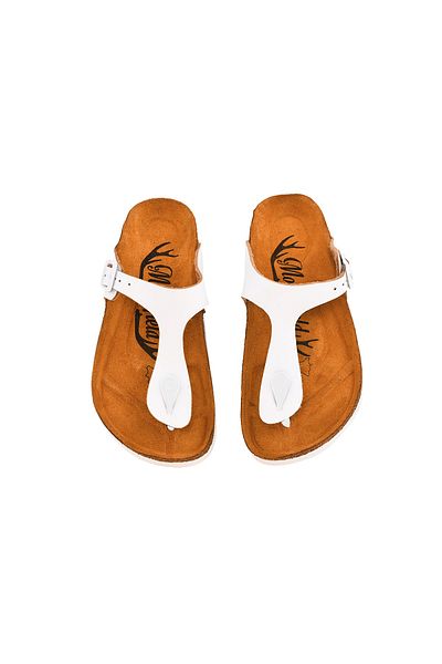 Moosefield Kids Papuci albi pentru copii unisex din piele naturală
