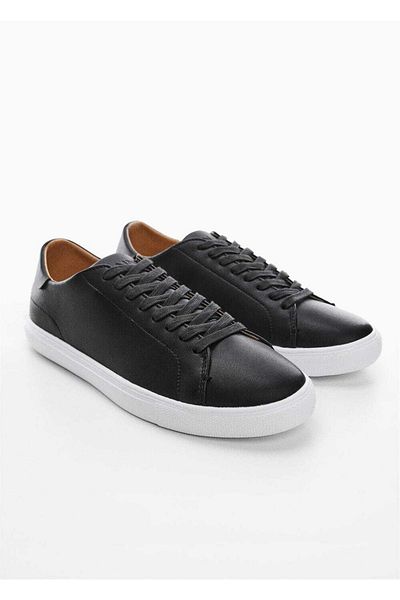 MANGO Man Einfarbige Sportschuhe aus Leder