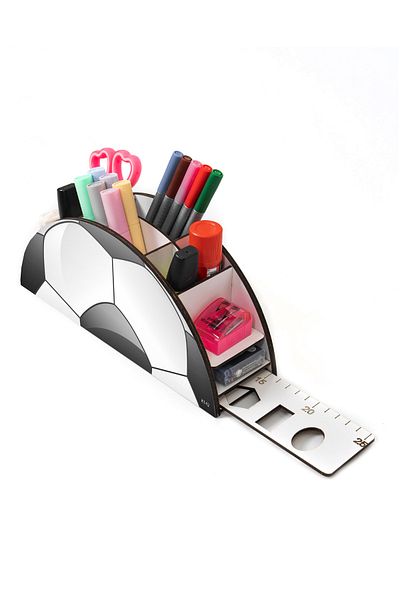 kutuTR Wooden Vip Sports Series Rainbow Ruled Desktop Pen Holder Organizer Assembled Boxed