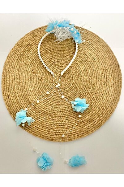 irembaby Anne Lohusa Seti Mavi Çiçekli Incili Lohusa Tacı Gelin Tacı Çekim