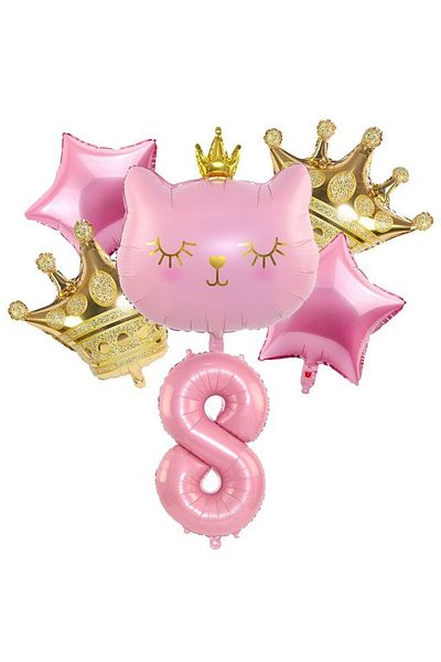 DÜVENCİ TİCARET Çıtıpitıstore King Crowned Cat Foil Balloon Set