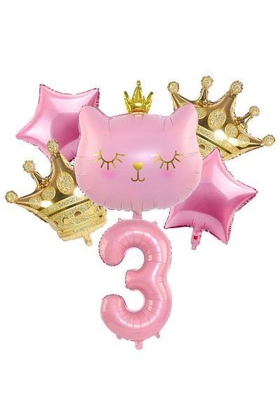 DÜVENCİ TİCARET Çıtıpitıstore King Crowned Cat Foil Balloon Set