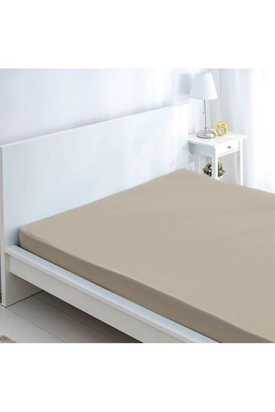 SHERLOCK HOME Double 160x200 Combed Cotton Elastic Sheet Milk Coffee