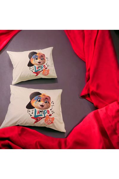 ŞENER HOME 100% Cotton Poplin 44 Cats Lampo 2-Piece Pillow Case 50x70 Cm