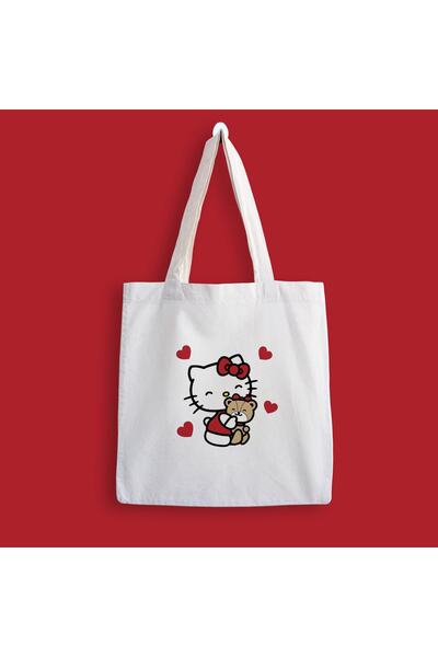 designedfy Geantă din pânză cu imprimeu Hello Kitty