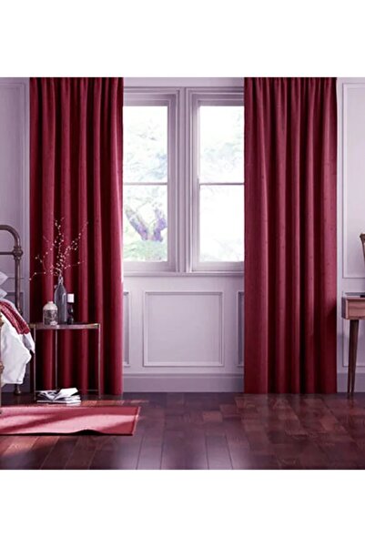 Ran Perde Kadife Düz Fon Perde - Nar Çiçeği