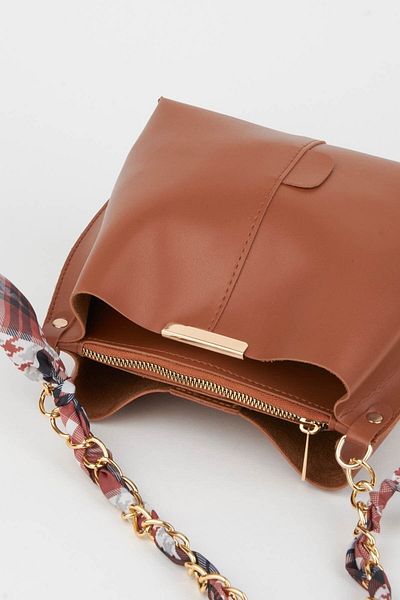 EGBAG Eșarfă și accesoriu cu lanț pentru femei, din piele moale, geantă de mână și geantă de umăr la modă cu 3 compartimente