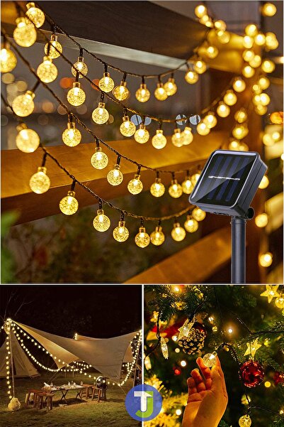 Technojet 20 Top Ledli Solar Kristal Bahçe Dekorasyon Aydınlatma Sarı Işık Güneş Enerjili