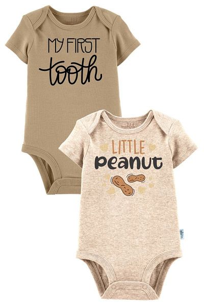 MAHFEL 2-Piece 100% Cotton Organic Printed Snap Fastener Baby Bodysuit