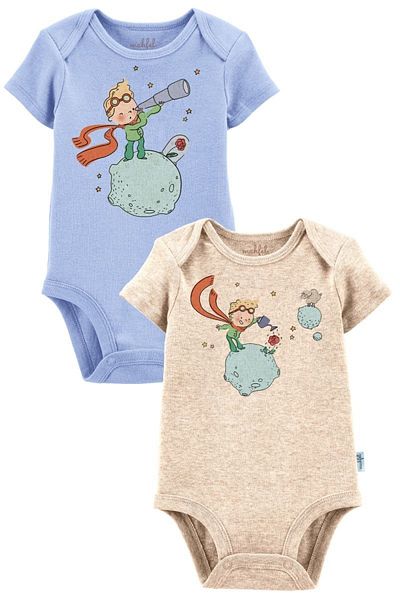 MAHFEL 2-Piece 100% Cotton Organic Printed Snap Fastener Baby Bodysuit