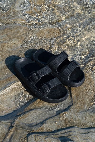 TADEKSA Unisex Eva Double Buckle Μαύρες Παντόφλες Παραλίας Μαύρες