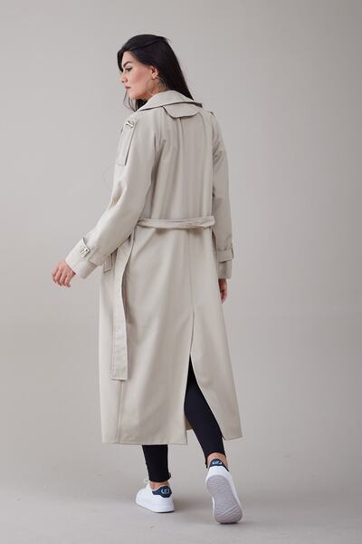 Heggo Rose Kadın Krem Oversize Trençkot
