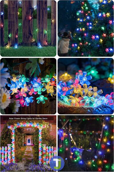 Technojet Solar 50 Led Çiçekli Bahçe Dekorasyon Güneş Enerjili Aydınlatma Modlu