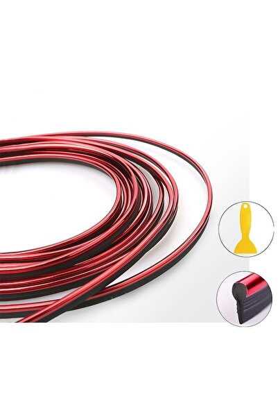 GD 24 Torpido Fitili Araç Içi Ip Şerit Nikelajlı Parlak Görünüm Kırmızı Trim