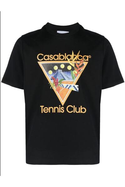 CASABLANCA تيشيرت أسود بقصة عادية لنادي التنس