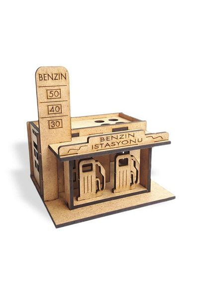 Halk Kitabevi Gas Station Wooden Model