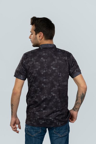 Moda Işık Μαύρο Χρώμα Polo Neck Digital Printed T-shirt