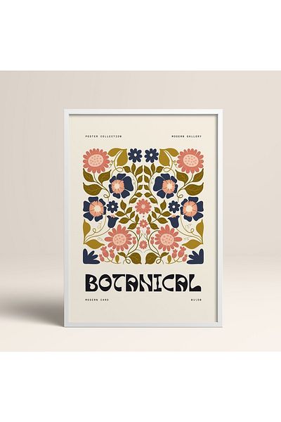 HOMEPACK Tablou cu rame din lemn alb Poster cu rame Decor artistic modern de perete (FLOWER153-WHITE-40X60)