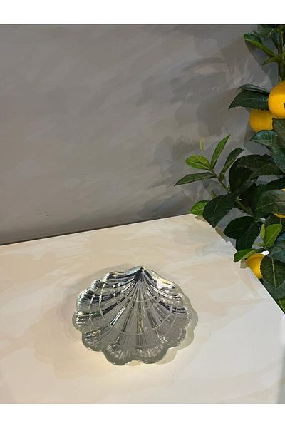 HERITAGE 1 Piece Sea Shell Silver Plated Glass Sauce Bowl Snack Presentation Bowl 13 Cm Single