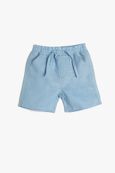 Koton Pantaloni scurți de in, cu buzunare în talie elastică pentru bebeluși 3smb40046tw
