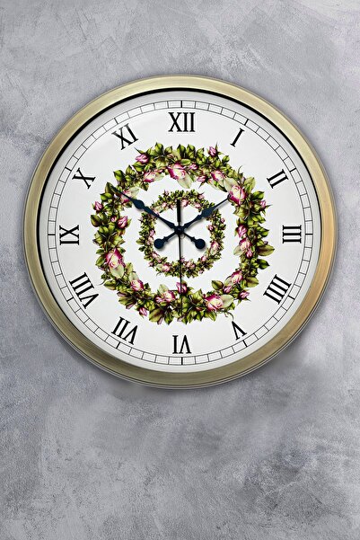 Dream Gift ساعة حائط هدية 40 سم زهرة معدنية مقلوبة على شكل هدية