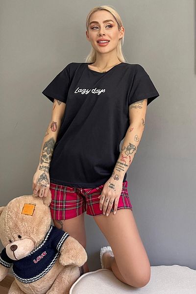 Pijamaevi Rodinné pyžamo pro matku a dceru Lazy Days s šortkami - dámská sada