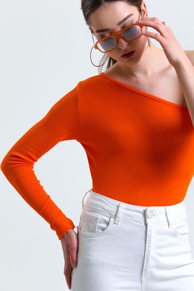 ladyzey Bluză portocalie cu un singur umăr pentru femei