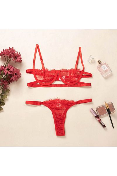 Mk Claws Stefani Bralet Floral Lace Underwire Bra Set + Surprise Jewelry Gift