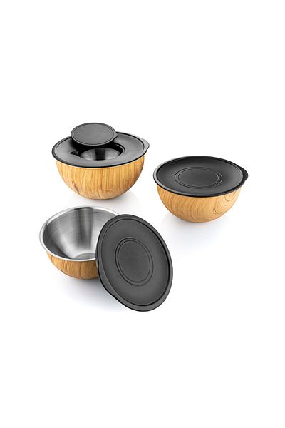 Bambum Brown Rose Wood - 3'' Metal Mixed Bowl