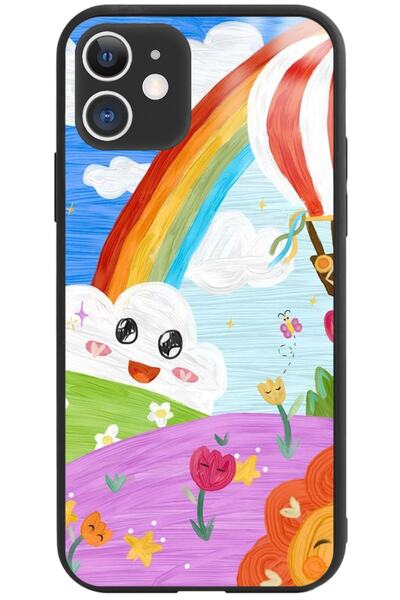 WANNA PROTECT Iphone 11 Kamera Korumalı Gökkuşağı Balon Premium Desenli Gloss...