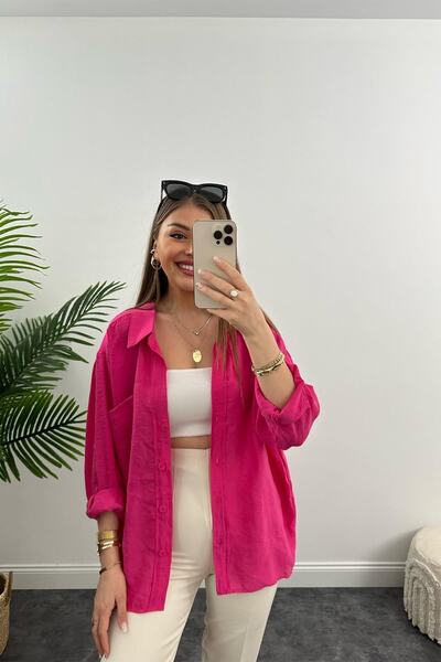 HOZGİYİM Women's Fuchsia Shirt - Luxury Quality, Loose Basic Model