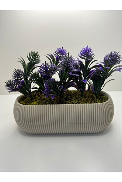 BYSHOME طويل بيج اللون بوعاء زهرة اصطناعية الأرجواني إبرة الصنوبر باقة ديكور ...