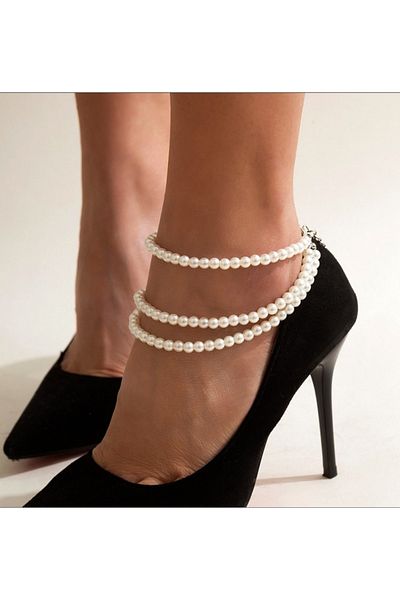 Uno Di Famiglia Beaded Pearl Anklet