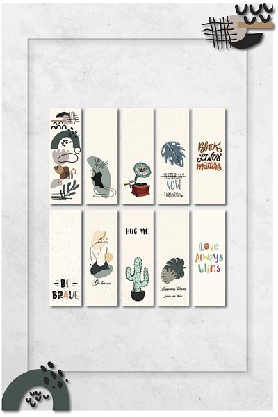 Paytak Moda Motto Kiss Me Written Mixed Design 10 Pieces Bookmark Set Pytkayrac51