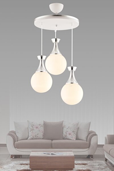 GYK LİGHT Minel 3 Lü Beyaz Krom Modern Avize