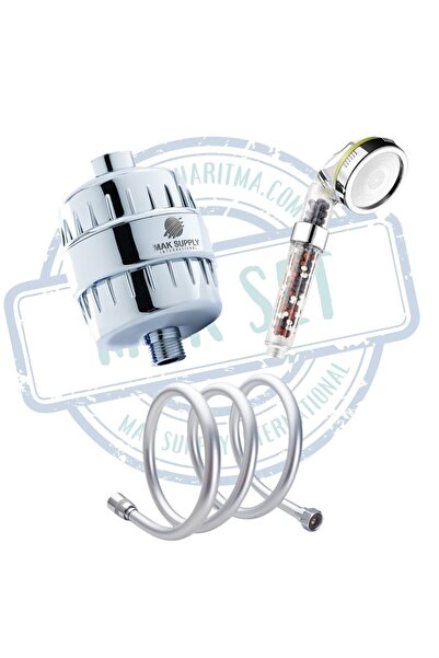 mak supply Mak Set Duş Filtresi ,duş Başlığı Filtreli Ve Duş Hortumu 150cm , ...