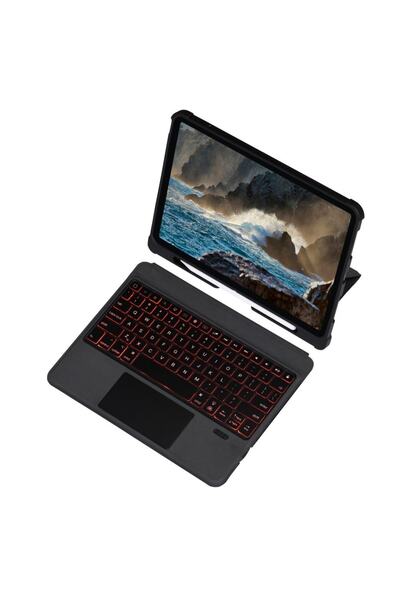 UnDePlus Apple Ipad 9. Nesil 10.2 Kılıf Led Işıklı Magnetik Standlı Klavyeli ...