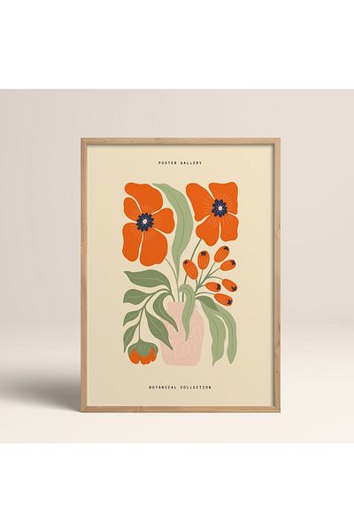 HOMEPACK Картина в рамка от естествено дърво, рамкиран плакат, артистична модерна декорация за стена (FLOWER167-WOOD-30X40)