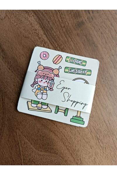EyER Shoping Kawaii Girl Sticker Set Green