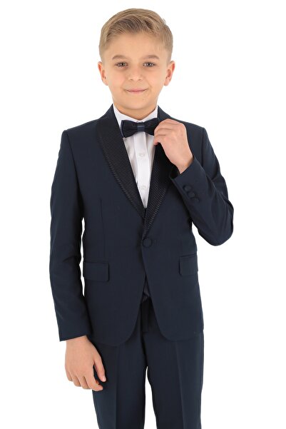 SIRRI Costum 3 piese pentru băiat, cu rever din catifea