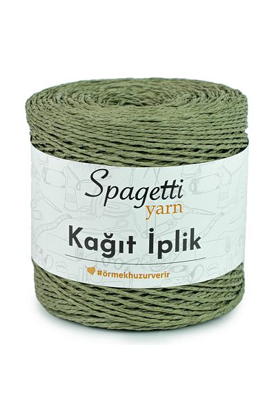 Spagettiyarn Χάρτινο νήμα Χακί Πλεκτό Χέρι