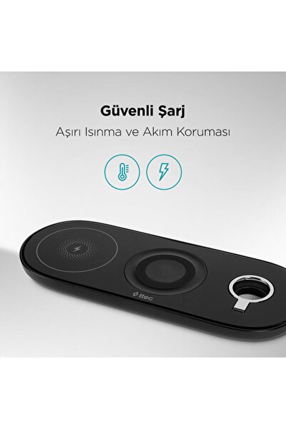 Ttec AirCharger Trio 3’ü 1 Arada iPhone + Apple Watch + AirPods Kablosuz Hızlı Şarj Aleti-Siyah