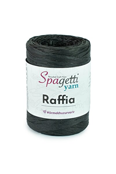 Spagettiyarn غزل الحياكة اليدوية باللون الأسود من رافيا