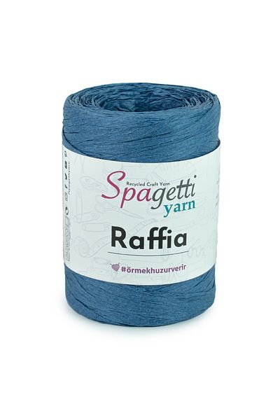 Spagettiyarn Νήματα πλεξίματος χειρός Raffia Denim Blue