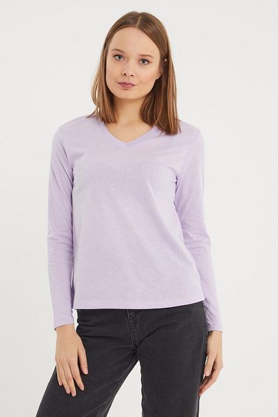 ESPİNA Tricou tricotat de bază din bumbac, cu mânecă lungă, cu decolteu în V