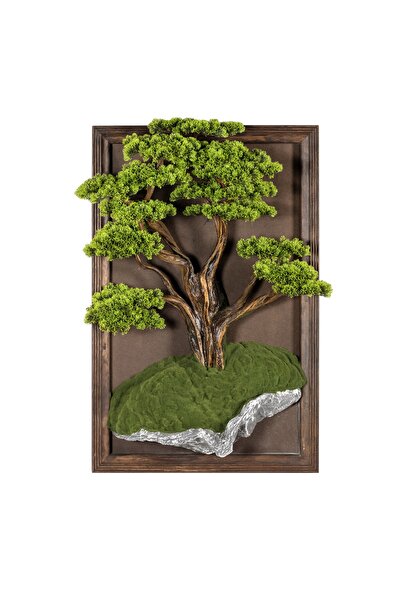 Omnia Concept Bonsai Tablo - Masif Ahşap Çerçeveli 3 Boyutlu Yapay Ağaç Tablo...