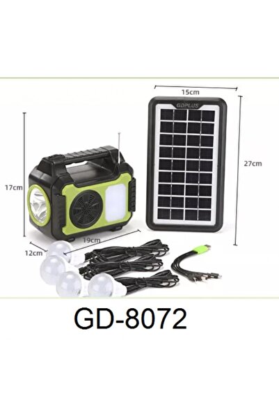 JUNGLEE Güneş Enerji Panelli Aydınlatma Sistemi Powerbank Kamp Doğa Balık Karavan Fener Bluetooth Hoparlör